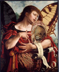 虚荣。 Jan Sanders Van Hemessen (1500-1560) 的绘画 作者 扬·范·赫姆森（Jan van Hemessen）