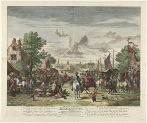 帕登马克特，约 1702 战马市场 / Mavors Paardemarkt（物品上的标题） 作者 扬·范·赫腾堡