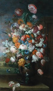 鲜花，鸢尾花研究，1682年 作者 扬·范·休森（Jan van Huysum）
