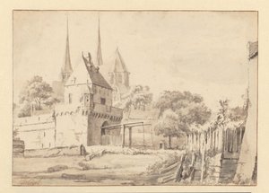 代芬特尔的 Bergpoort 和 Bergkerk 景观 作者 扬·范·凯塞尔（Jan van Kessel）