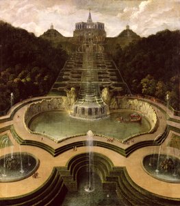 1716年后，在十字架上的瀑布和海王星池的视图