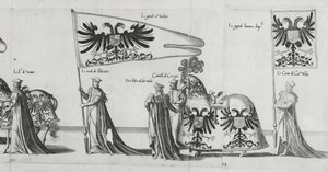 1559年皇帝查理五世葬礼游行的横幅 作者 Jan Van和Doetechum老年人