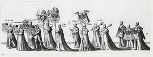 1559年皇帝查理五世葬礼游行的帝国武器 作者 Jan Van和Doetechum老年人