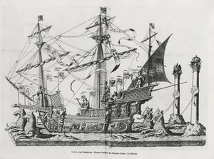 1559年皇帝查理五世葬礼游行中的凯旋船 作者 Jan Van和Doetechum老年人