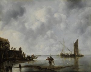 风平浪静中的渔船，1651年。 作者 扬·范·德·卡佩尔