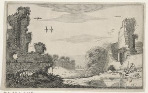废墟上的牧羊人
废墟（系列标题）
Regiunculae quoddam amenae ruin aeque anti quidres（系列标题） 作者 Jan van de Velde (II)