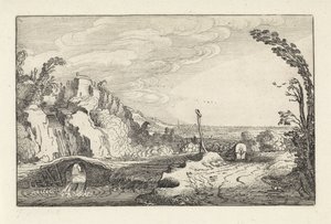 山川风景中小径上的马车
风景（系列名称）
沼泽（系列名称） 作者 Jan van de Velde (II)