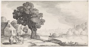 在河上运输干草，远处是哈勒姆
Playsante lantschappen ende vermakelycke gesichten（系列标题）