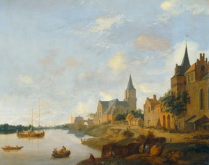 艾默瑞的莱茵河与圣马丁教堂... 作者 扬·范德 (Jan van der) 海登 (Heyden)