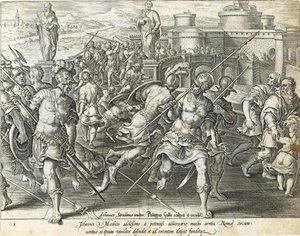 Giovanni de&39;Medici位于罗马，位于“美第奇历史”的第1版，由Philip Galle（1537-1612）雕刻，第1583页 作者 扬·范德·斯特雷特