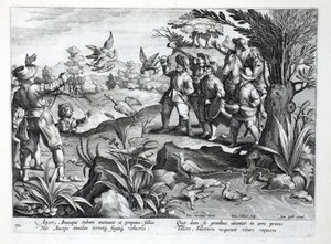 猎人使用猎鹰捕猎鹅，插图来自&39;Venationes，Ferarum，Avium，Piscium&39;（狩猎：野兽，鸟类，鱼类），由Jan Collaert（1566-1628）雕刻，酒吧。作者：Phillipus Gallaeus，A 作者 扬·范德·斯特雷特