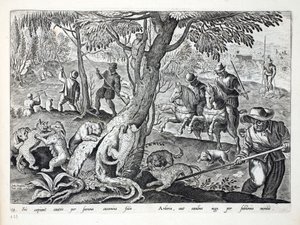 狩猎猫与狗，插图来自&39;Venationes，Ferarum，Avium，Piscium&39;（狩猎：野兽，鸟类，鱼类），由Jan Collaert（1566-1628），酒吧雕刻。作者：Phillipus Gallaeus，阿姆斯特丹（英国）