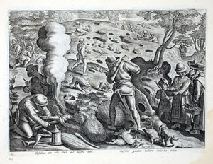 狩猎兔，插图来自&39;Venationes，Ferarum，Avium，Piscium&39;（狩猎：野兽，鸟类，鱼类），由Jan Collaert（1566-1628）雕刻，酒吧。来自阿姆斯特丹的Phillipus Gallaeus 作者 扬·范德·斯特雷特