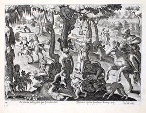 在乡下狩猎猴子，插图来自&39;Venationes，Ferarum，Avium，Piscium&39;（狩猎：野兽，鸟类，鱼类），由Jan Collaert（1566-1628）雕刻，酒吧。作者：Phillipus Gallaeus，Am 作者 扬·范德·斯特雷特
