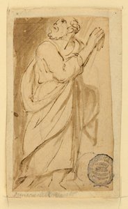 绘画书页；身着古典服饰的老人 作者 扬·范德斯特雷特（Jan van der Straet），又名斯特拉达努斯