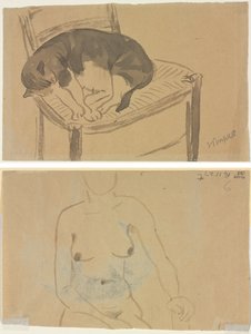 睡猫（正面） 裸体女子的躯干（背面） 作者 简·普佩莱