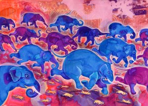 大象，1998年，（墨水和水粉） 作者 简·塔特斯菲尔德