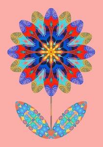 淡粉色上的花朵剪影，2020年 作者 简·塔特斯菲尔德