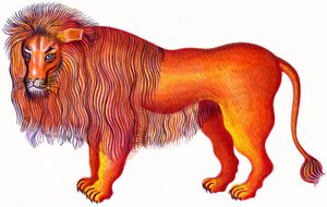 狮子座狮子座，1996年，（墨水和水粉）
