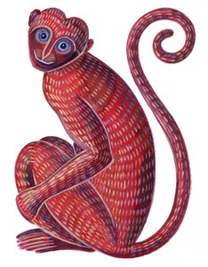 猴子，1996，（墨水和水粉） 作者 简·塔特斯菲尔德
