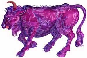 愤怒的公牛金牛座，1996年，（墨水和水粉） 作者 简·塔特斯菲尔德