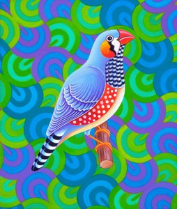斑马雀，2023 年（布面油画） 作者 简·塔特斯菲尔德