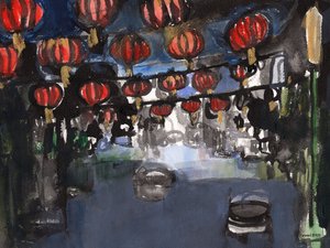 唐人街，约 2023 年（纸本水墨画） 作者 贾内尔·布拉格