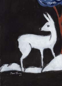 华盛顿公园的鹿，约 2017 年（纸上炭笔、石膏粉和酪蛋白）
