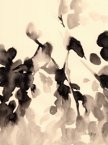 水墨叶抽象 II，约 2019 年（纸本水墨）