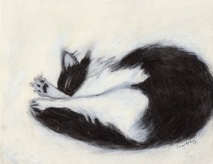 托马斯小憩，约 2018 年（纸上炭笔和粉彩画）