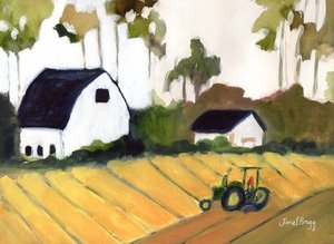 从开往奥林匹亚的美铁列车上看风景，约 2017 年（纸上水彩和酪蛋白） 作者 贾内尔·布拉格