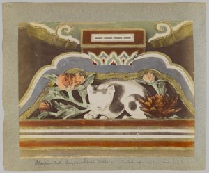 睡猫，细节来自日本日光东照宫（手绘黑白照片） 作者 日本摄影师