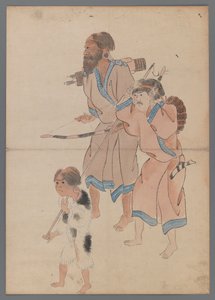 阿伊努猎人（纸上的墨水和颜色） 作者 日本学校