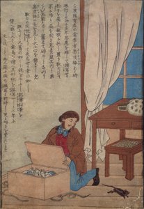 奥杜邦开放他的水箱被挪威老鼠摧毁，c.1872-77 作者 日本学校