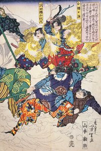 穿着毛皮大衣的男子在雪地上的战斗 作者 日本学校