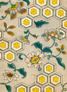 蜂窝背景上的花朵 作者 日本学校