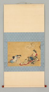 挑选和服的宫女和随从
设计，约 1700 年（绢本彩墨画） 作者 日本学校