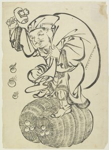 18世纪中后期，大黑神在稻壳上跳舞（木版画） 作者 日本学校