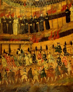 1622 年耶稣会士在日本的殉难》细节（纸面水彩画） 作者 日本学校