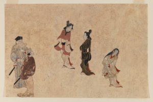 早期的浮世绘（纸上的墨水，颜色和金色） 作者 日本学校