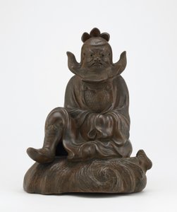 坐在岩石，Imbe，冈山县，江户时代或明治时代（陶瓷）的恶魔qu客的Shoki图 作者 日本学校
