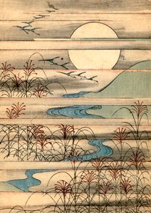 满月在河流景观 作者 日本学校
