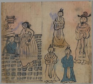 流派场景，1个中的4个（纸上的墨水和颜色） 作者 日本学校