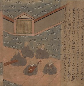 日本音乐家，选自《大食馆》的插图（纸本水墨彩色画） 作者 日本学校