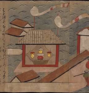 日本亭子，《大食馆》中的插图（纸本水墨彩色画） 作者 日本学校