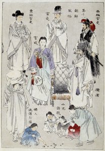 韩国：贵族的传统服饰 - 日本版画 作者 日本学校