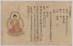 佛的手稿和形象（纸上的墨水和颜色） 作者 日本学校