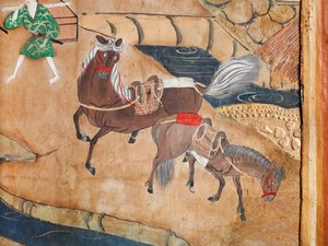 Osakazu Byobu - 日本八扇折叠屏风（绘画） 作者 日本学校