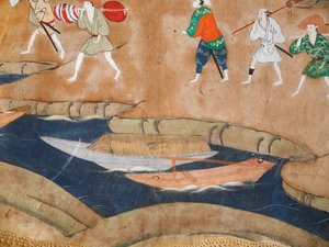 Osakazu Byobu - 日本八扇折叠屏风（绘画） 作者 日本学校
