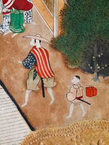 Osakazu Byobu - 日本八扇折叠屏风（绘画） 作者 日本学校